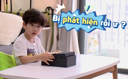 Biểu cảm đáng yêu của bé Đậu nhà Ba Duy - Nam Thương khi bị "bắt quả tang" trên show thực tế