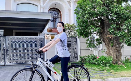 Bảo Thy khoe hoạt động tăng cường sức khoẻ mùa dịch, nhưng dân tình chỉ dán mắt vào toà "lâu đài" nhà chồng phía sau