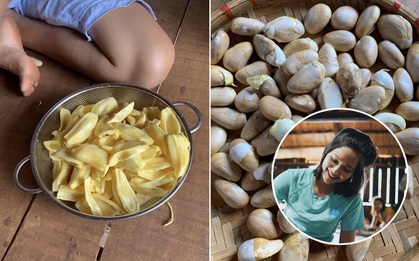 H'Hen Niê thừa nhận mùa dịch ở nhà quá rảnh, đến mức tự tay bóc sạch một quả mít to đùng cho cả nhà ăn
