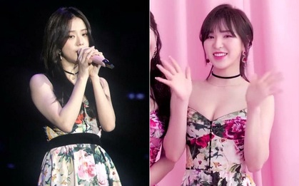 Diện cùng mẫu váy, vì ngại hở nên Jisoo chỉ dừng ở mức xinh tươi, mỹ nhân Red Velvet lại gây choáng với vòng 1 khủng bất ngờ