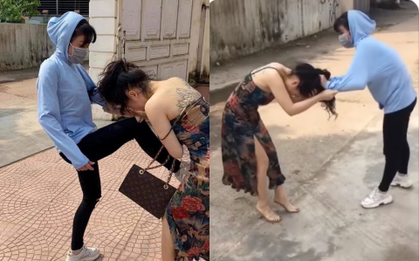 "Tiểu tam" xăm trổ hổ báo nhưng vẫn phải cam chịu khi bị vợ của nhân tình túm tóc, đánh ghen tới tấp gây xôn xao
