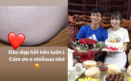 Khoe video em bé đạp "hết hồn", vợ Văn Đức nói đùa với fan: "Thị Nở múa hoài không cho ngủ"