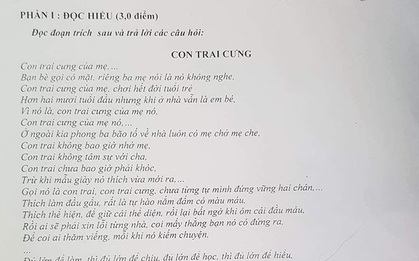 Đề thi Ngữ văn bắt học sinh phân tích bài hát “Con trai cưng” của Bray, Masew