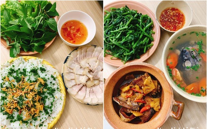 Gái xinh khoe loạt mâm cơm ngon nức nở, cũng là thịt rau cá trứng mà sao vào tay mình lại toang?