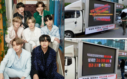 Nối gót fan BLACKPINK, fan BTS thuê xe tải biểu tình trước Big Hit để tỏ thái độ bất mãn, chuyện gì đang xảy ra?