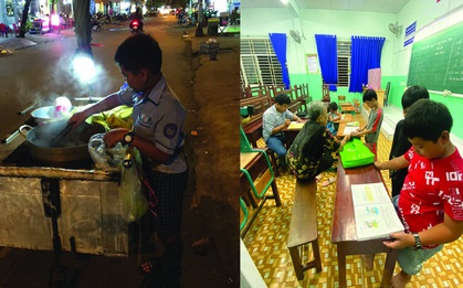 Cậu bé mặc áo đồng phục bán bắp luộc trên đường phố Sài Gòn đã đi học được 1 tuần