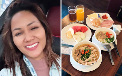 H'Hen Niê có thói quen giống rất nhiều người khi đi ăn buffet: thấy món gì là phải thử hết, kể cả món phụ này cũng “không tha”