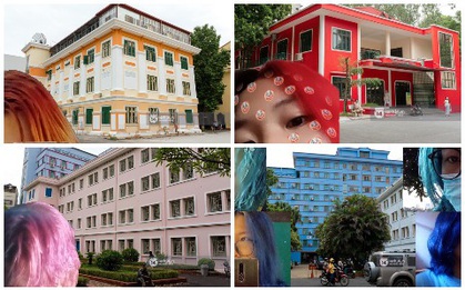 Nữ sinh 2K1 "chơi lớn" nhuộm tóc ton sur ton với các toà nhà của trường, xem thành tích học càng choáng váng hơn