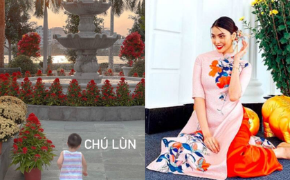 Lan Khuê khoe ảnh quý tử chơi đùa, dân tình chỉ dán mắt vào khoảng sân biệt thự trang trí đón Tết khủng như công viên