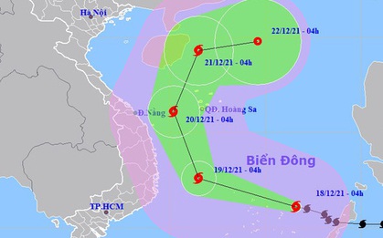 Bão số 9 giật cấp 17 liên tục đổi hướng di chuyển trên Biển Đông