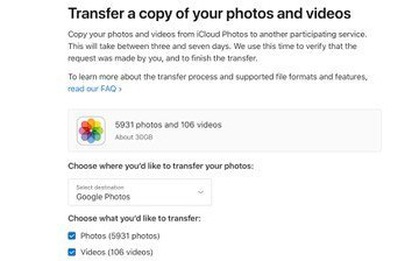 Apple cho chuyển ảnh từ iCloud sang Google Photos