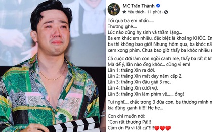 Trấn Thành khoe tin nhắn bố khóc nấc sau khi xem Bố Già, lỡ tay làm lộ luôn bí mật thời cấp 2 "nổi loạn"