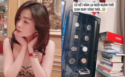 Lệ Quyên “chill” cuối tuần: Ngồi nhà ngắm BST đồng hồ sương sương vài chục tỷ, level hưởng thụ chuẩn “đại gia Vbiz”