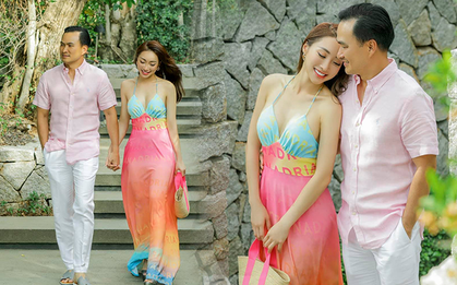 Chi Bảo tình tứ bên vợ doanh nhân kém 16 tuổi, đàng gái tiện khoe body bốc lửa và vòng 1 căng đầy hỏi sao chồng si mê!