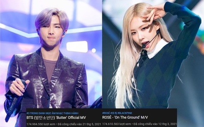 Chưa đến 3 ngày, BTS đạt PAK cùng IU, "đá văng" Rosé (BLACKPINK) khỏi ngôi vương YouTube 2021