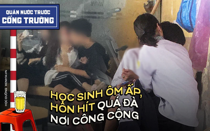 Ảnh, video phản cảm: Nhiều nam sinh vô tư hôn hít, sờ soạng bạn gái quá đà trong quán nước trước cổng trường