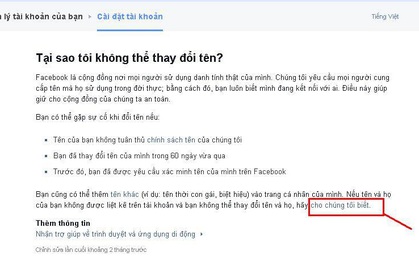Hướng dẫn đổi tên Facebook khi chưa đủ 60 ngày