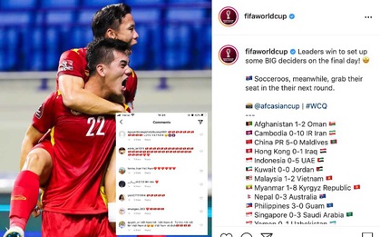 Instagram chính thức của FIFA đăng ảnh khoảnh khắc ăn mừng của đội tuyển Việt Nam, cộng đồng mạng Việt rần rần tự hào!