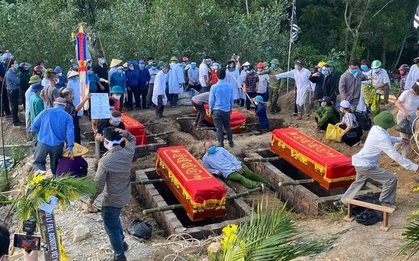 Tang thương cảnh 4 quan tài chôn cạnh nhau trong vụ cháy phòng trà 6 người tử vong