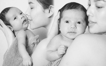 Phạm Hương "xả kho" loạt ảnh lúc mới sinh cậu cả Maximus, visual mặt mộc 100% của mẹ bỉm chiếm trọn spotlight