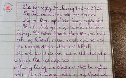 Bài văn miêu tả công việc của học sinh lớp 2 gây “sốc”, mẹ đọc xong cũng “ngại chín mặt”