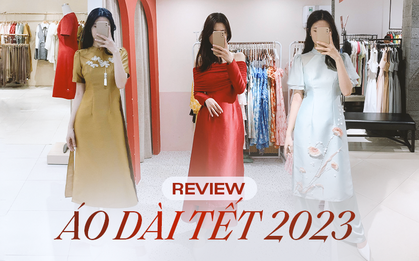 Review tận tay 9 mẫu áo dài cách tân Tết 2023