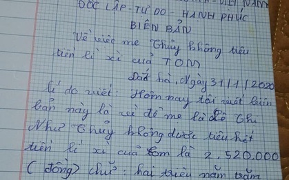 Đưa mẹ giữ tiền lì xì, học sinh tiểu học làm biên bản cam kết với các điều khoản "bá đạo"