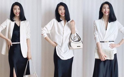Chiêu mix đồ hack eo thon bụng phẳng từ chiếc váy lụa đơn giản