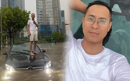 Chủ xe Mercedes "hot" nhất Hà Nội kể khoảnh khắc kẹt giữa biển nước, nằm "thảnh thơi" trên nắp capo chụp ảnh đợi cứu hộ