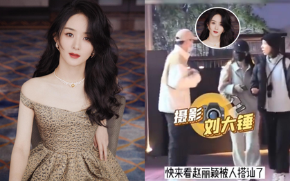 Clip Triệu Lệ Dĩnh bị một người đàn ông áp sát trên đường, sợ hãi nép vào người bạn