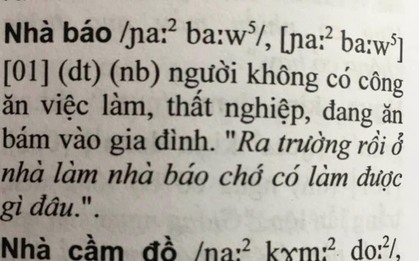 Tác giả từ điển nói về "nhà báo" được diễn giải là "người thất nghiệp, ăn bám"