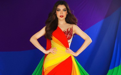 Trân Đài dùng cờ lục sắc làm váy dạ hội, mang niềm tự hào LGBT tới Hoa hậu chuyển giới quốc tế