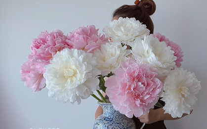 Chị em rộ thú chơi hoa mẫu đơn giá lên đến vài trăm 1 bông, nhưng chơi hoa còn phụ thuộc vào cách chọn bình khéo thế này