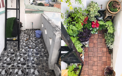 Cặp vợ chồng cải tạo ban công nhỏ thành nơi ngập cây xanh và gió mát chỉ với 5 triệu đồng
