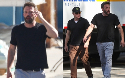 Ben Affleck diện đồ khỏe khoắn, hội ngộ bạn thân Matt Damon trên phim trường