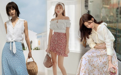 Chân váy hoa hot dịp hè, nàng diện 10 outfit này sẽ sành điệu