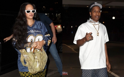 Không váy áo cầu kỳ, Rihanna xuề xòa đi chơi cùng bạn trai sau khi sinh con