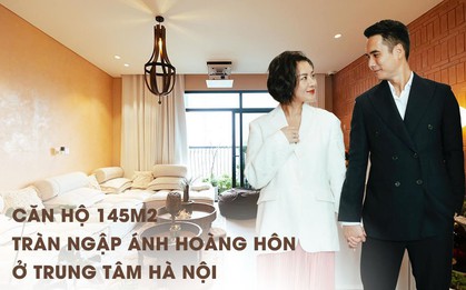Căn hộ 145m2 tràn ngập ánh hoàng hôn ở trung tâm Hà Nội, phòng khách thoải mái như ở ngoài trời