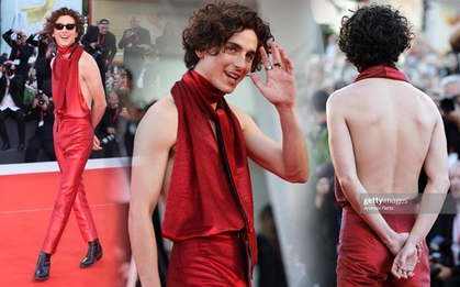 Timothée Chalamet mặc áo hở lưng trên thảm đỏ LHP Venice