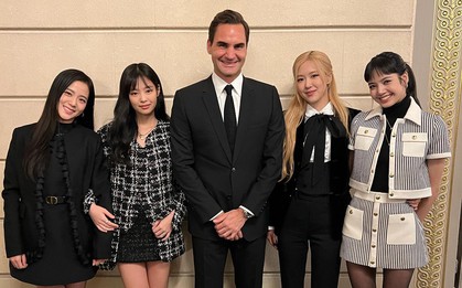 Vì các con, Federer tươi như hoa bên dàn sao nữ BLACKPINK
