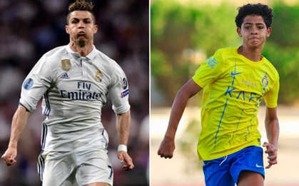 Quý tử nhà Ronaldo tái hiện hình ảnh của cha ngày ra mắt đội bóng mới, cô nàng Georgina không giấu được sự tự hào