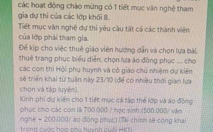 Xôn xao thông tin thu 700.000 đồng/học sinh phục vụ Ngày nhà giáo Việt Nam