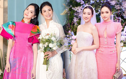 Hương Giang thường ghi điểm với style đi ăn cưới nhã nhặn nhưng từng có 2 lần mặc nổi "lấn lướt" cô dâu