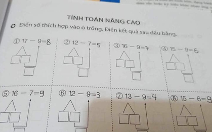 Cả nhà thức đêm giải bài toán cho con nhưng bó tay, lên mạng hỏi ai cũng sốc: "Lớp 1 mà như lớp 10"