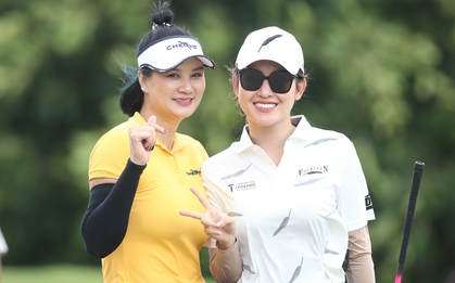 Hoa khôi bóng chuyền Kim Huệ đọ sắc với á hậu Huyền My khi chơi môn thể thao nhà giàu