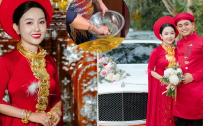 Giữa cơn "bão" vàng tăng mạnh, mẹ cô dâu mang thau ra đựng "sương sương" vài chục cây vàng, chú rể lái xe 24 tỷ đón dâu