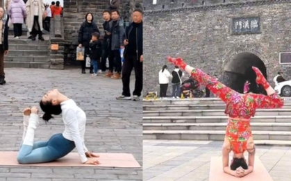 Xôn xao vụ nữ blogger Trung Quốc mặc đồ bó sát tập yoga tại di tích lịch sử, dân mạng: "Động tác đẹp đến mấy cũng thành sai!"