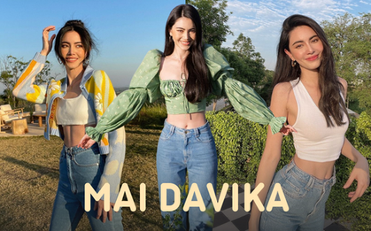 "Ma nữ Thái Lan" Mai Davika có chiêu diện quần jeans ống rộng đẹp mê người