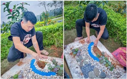 Khoảnh khắc bố cặm cụi trang trí ngôi mộ cho con gái nhỏ đã qua đời gây xúc động: “Bố không phải họa sĩ, nhưng bố có thể làm tất cả vì con”