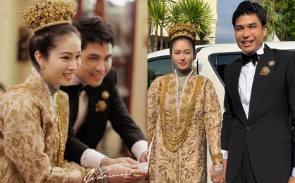 Hình ảnh đầu tiên trong lễ cưới mỹ nhân chuyển giới Nong Poy: Cô dâu đội vương miện vàng cùng chú rể điển trai chính thức xuất hiện